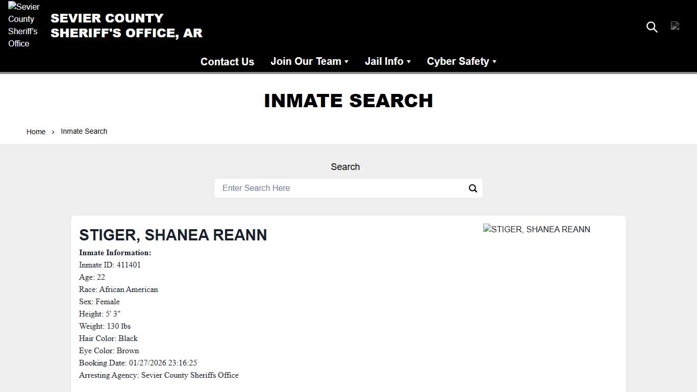 Inmate Search Sevier County Sheriff’s Office